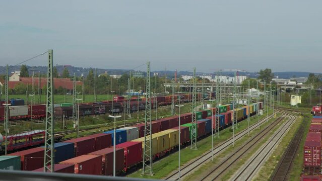 container terminal with freight trains