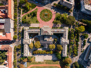 Aerial view at capital town of Croatia, Zagreb city main square, Europe. / Zagreb aerial cityscape Croatia.
