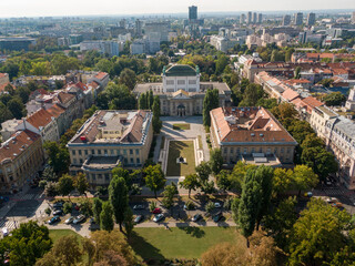 Aerial view at capital town of Croatia, Zagreb city main square, Europe. / Zagreb aerial cityscape Croatia.