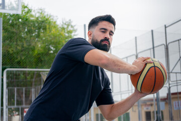 boy Playing Basketball Outside