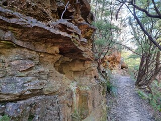 Eroded Cliff Face on the Prince Henry Cliff Track in the Blue Mountains of New south Wales