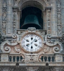 Clock of the Santiago de Compostela Archcathedral Basilica - obrazy, fototapety, plakaty