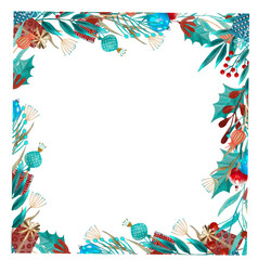 Christmas frame with winter flowers