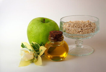 For skin care: oatmeal, green apple and olive oil