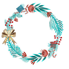 christmas wreath with holly berries