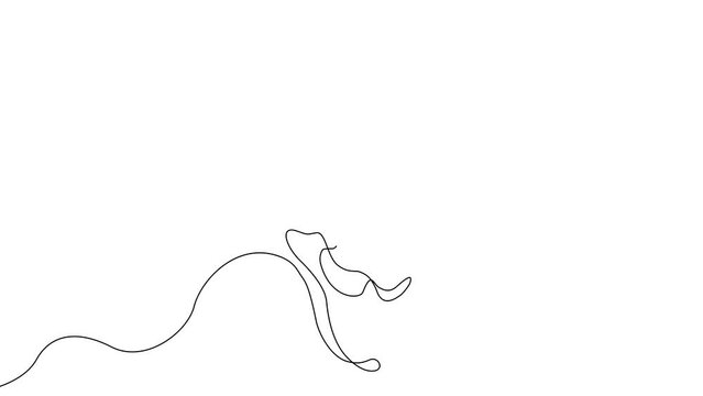 An Acoustic guitar is drawn in a one line art style. Hand drawn digital animation. Black lines on a white background.
