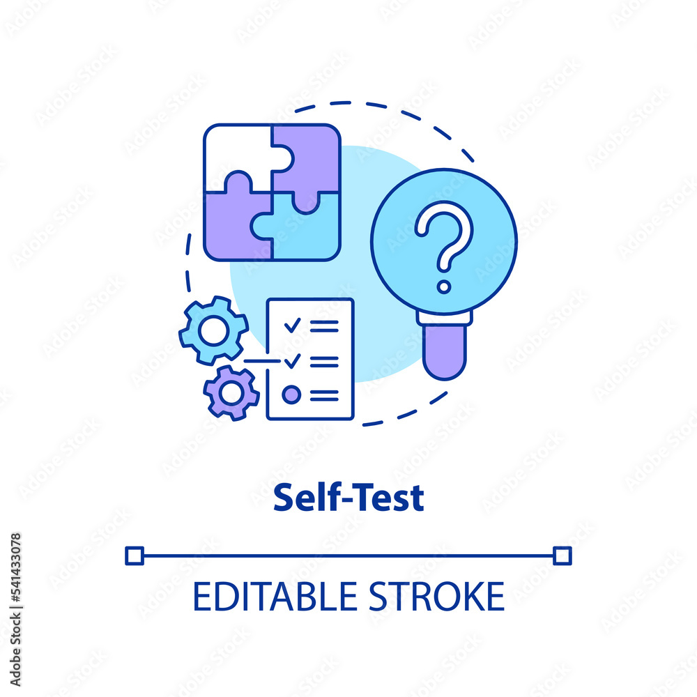 Poster self-test concept icon. recall learned information. knowledge control. quiz yourself abstract idea t