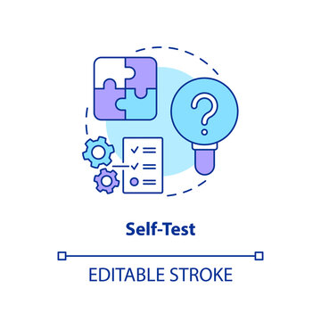 Self-test concept icon. Recall learned information. Knowledge control. Quiz yourself abstract idea thin line illustration. Isolated outline drawing. Editable stroke. Arial, Myriad Pro-Bold fonts used