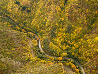 Autumn time in Bulgaria, mountains, Drone view
