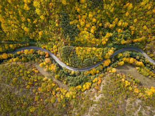 Autumn time in Bulgaria, mountains, Drone view
