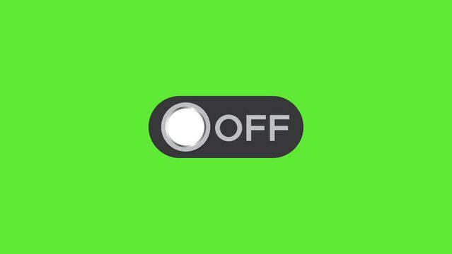 On Off slider button animation design icon set. Mobile phone toggle slider UI turn bar video animation on the isolated green screen background.
