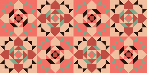 Abstract geometric barn quilt seamless pattern © deepika