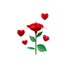 Valentine's day rose icon isolated