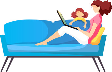 woman on the sofa with laptop