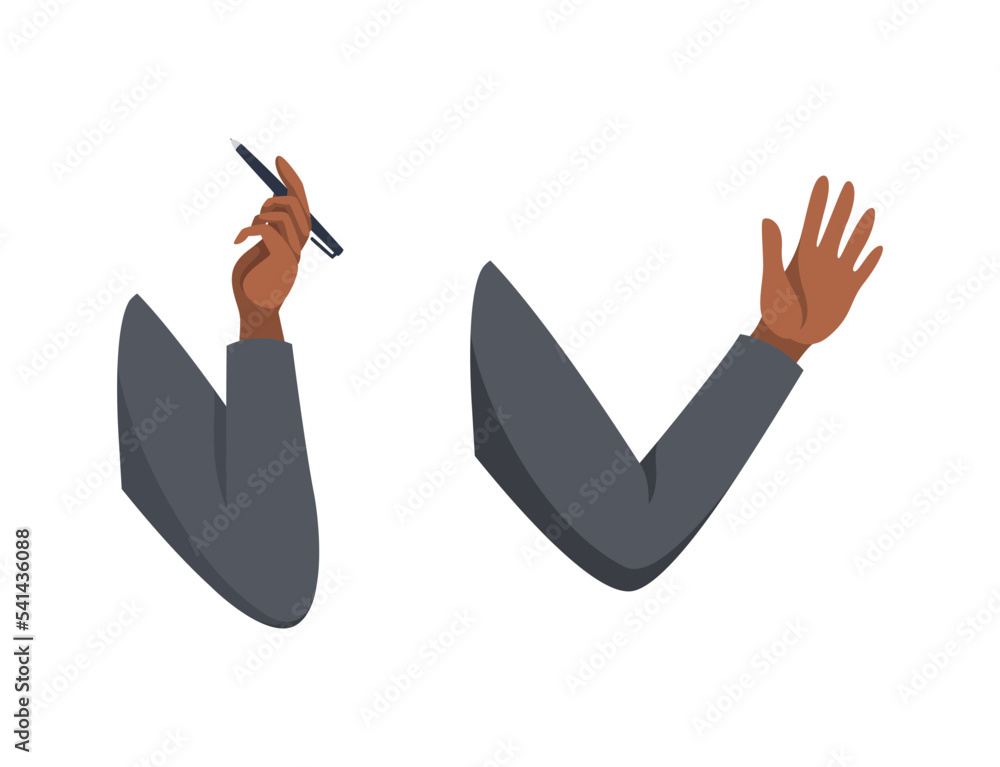 Aufkleber man character arms with jacket sleeve as constructor with separated body part vector set