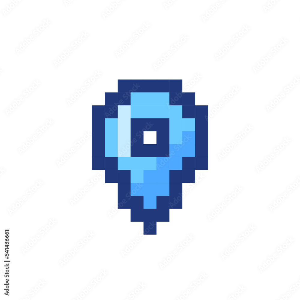 Poster location pin pixelated rgb color ui icon. saving spot on map. find direction. simplistic filled 8bit