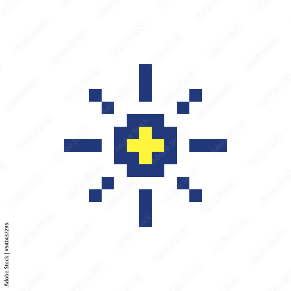 Poster light mode pixelated rgb color ui icon. daytime theme. brightness. sun option. simplistic filled 8bi