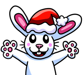 Stylized Adorable Happy Christmas Bunny