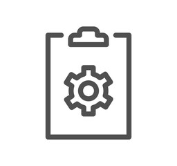 Engineering and gear icon outline and linear vector.
