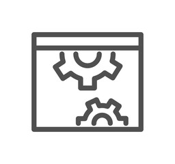 Engineering and gear icon outline and linear vector.
