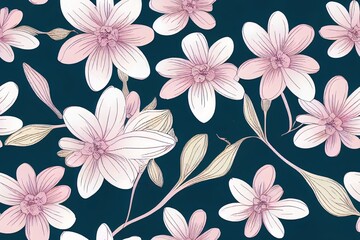 Cute Hand drawn flowers. Seamless pastel pattern with flowers. pink flowers. Pattern for textiles, clothing, wrapping paper and more