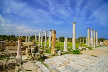 Crédence de cuisine en verre imprimé Chypre Ruins from the ancient city of Salamis, Famagusta. Salamis columns. Salamis ruins at sunset. Cyprus