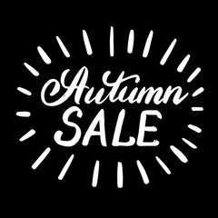 Autumn SALE. Chalk hand draw lettering fall for cards, banners, invitation, brochure, flyer, posters design. Vector Illustration. 