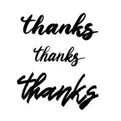 Thanks. Hand draw lettering for cards, banners, invitation, brochure, flyer, posters design. Vector Illustration. 
