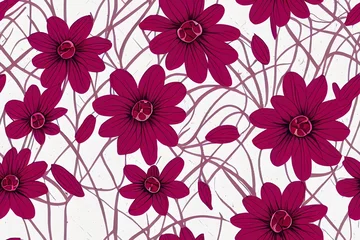 Fotobehang seamless flower pattern on muster background © AkuAku