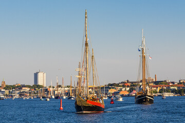 Segelschiffe auf der Warnow während der Hanse Sail in Rostock