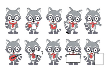 cute racoon animal cartoon illustration