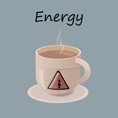 A cup of coffee. Coffee is a charge of vivacity and energy. A drink from a coffee cup, an illustration of breakfast in a cafe.