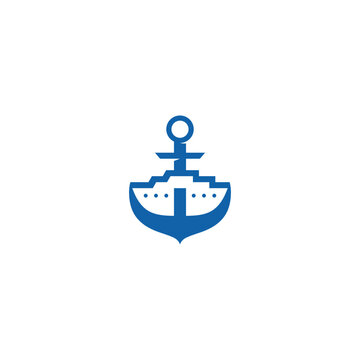 Ship Anchor, Negative Space. Logo Design.