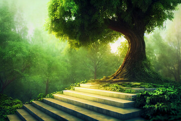 Fototapeta premium tree on stairs