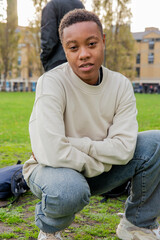 Obraz premium A portrait of a black trans masculine person.