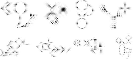 Linear halftone dots .Design elements for posters, social media, promotion,  flyer, covers .Dotted elements .vector illustration