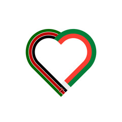 friendship concept. heart ribbon icon of kenya and madagascar flags. vector illustration isolated on white background