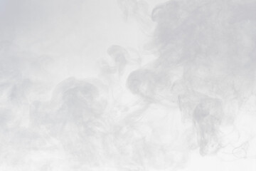Dense Fluffy Puffs of White Smoke and Fog on black Background, Abstract Smoke Clouds, Movement...
