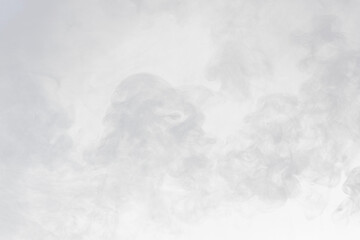Dense Fluffy Puffs of White Smoke and Fog on black Background, Abstract Smoke Clouds, Movement Blurred out of focus. Smoking blows from machine dry ice fly fluttering in Air, effect texture, png