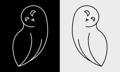 Linear owl logo. Bird vector icon.