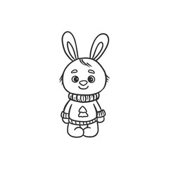 cute cartoon bunny for christmas card.
