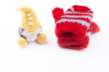 image of wool toy gloves white background 