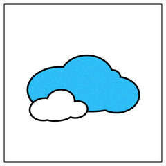 Weather icon on a white background. Cloud icon. Comics style. Black, blue and yellow colors. Simple modern design. Flat style vector illustration. Cartoon style