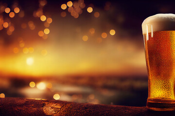 glass of beer in the night