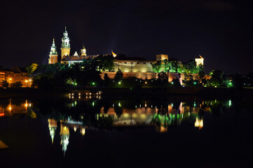 Wawel Castle, Kraków, Poland, Europe Night photography - obrazy, fototapety, plakaty