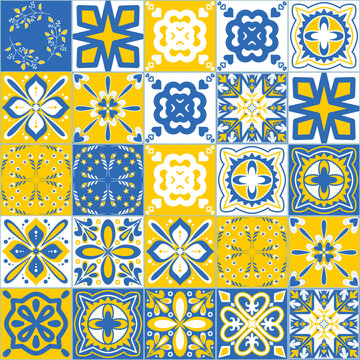 Ceramic tiles for wall and floor decoration, symmetrical pattern vector illustration