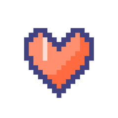Obraz premium Minimalistic heart pixelated RGB color ui icon. Social media button for like. Simplistic filled 8bit graphic element. Retro style design for arcade, video game art. Editable vector isolated image