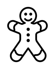 Gingerbread man flat line icon. Celebration concept - sweet cookie. Outline sign for mobile concept and web design, store.