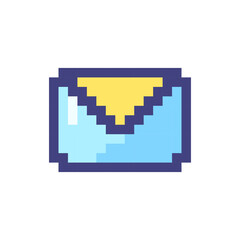 Obraz premium Get new letter in mailbox pixelated RGB color ui icon. New message notification. Simplistic filled 8bit graphic element. Retro style design for arcade, video game art. Editable vector isolated image