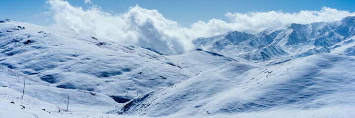 snow covered mountains